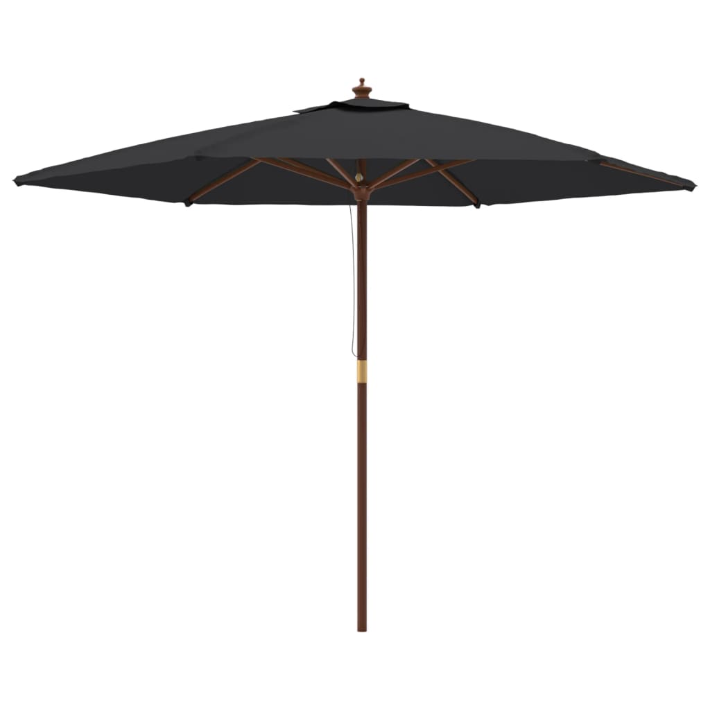 Parasol Met Houten Paal 299X240 Cm Zwart