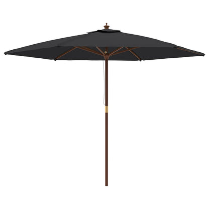 Parasol Met Houten Paal 299X240 Cm Zwart