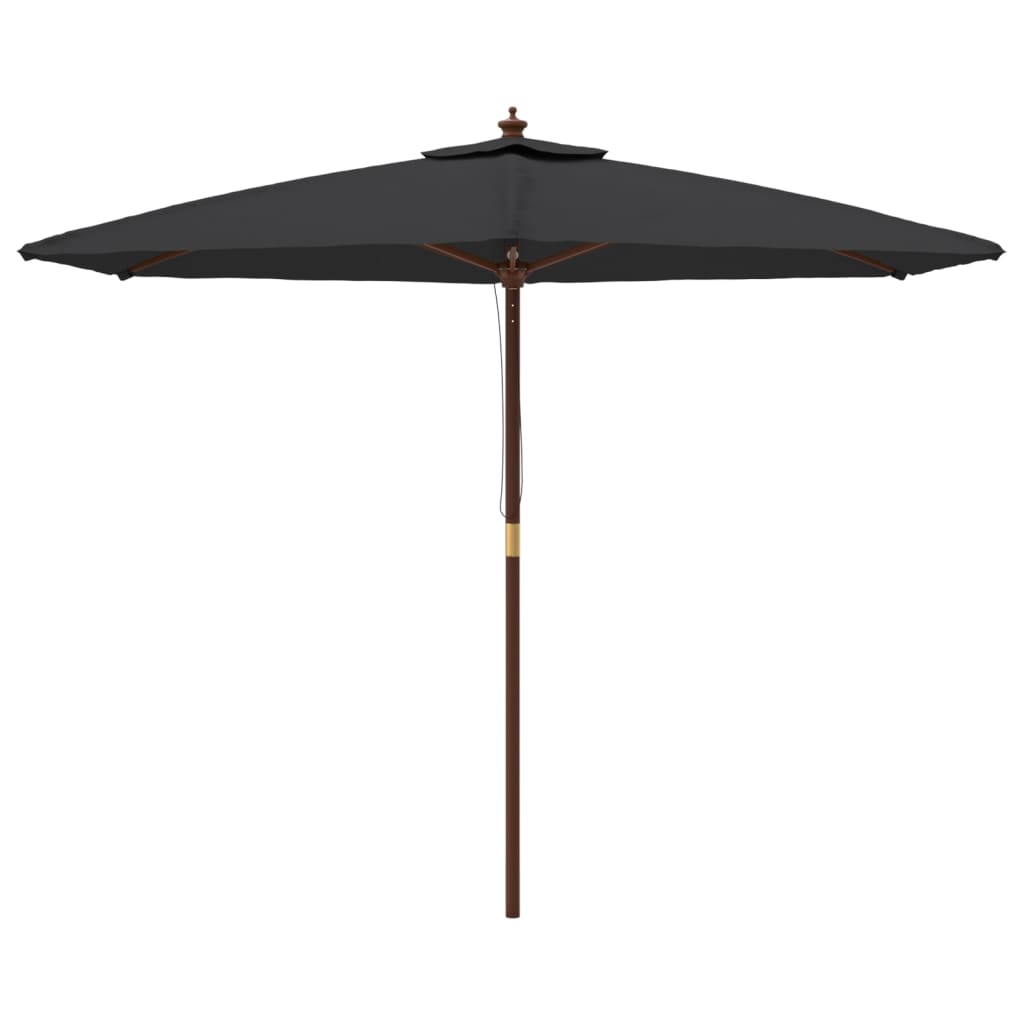 Parasol Met Houten Paal 299X240 Cm Zwart