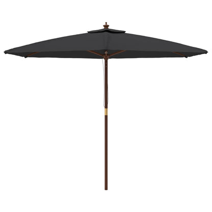 Parasol Met Houten Paal 299X240 Cm Zwart