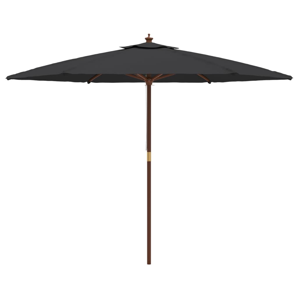 Parasol Met Houten Paal 299X240 Cm Zwart