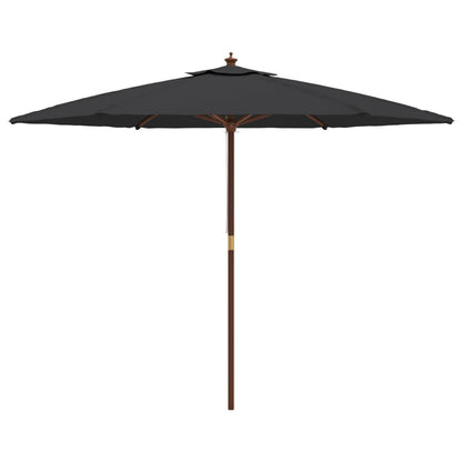 Parasol Met Houten Paal 299X240 Cm Zwart