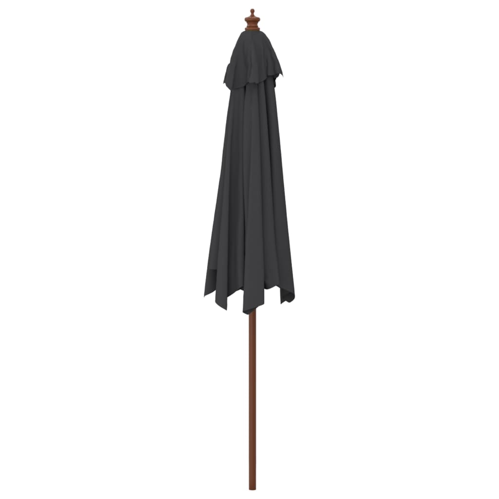 Parasol Met Houten Paal 299X240 Cm Zwart