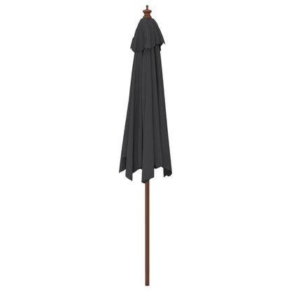 Parasol Met Houten Paal 299X240 Cm Zwart