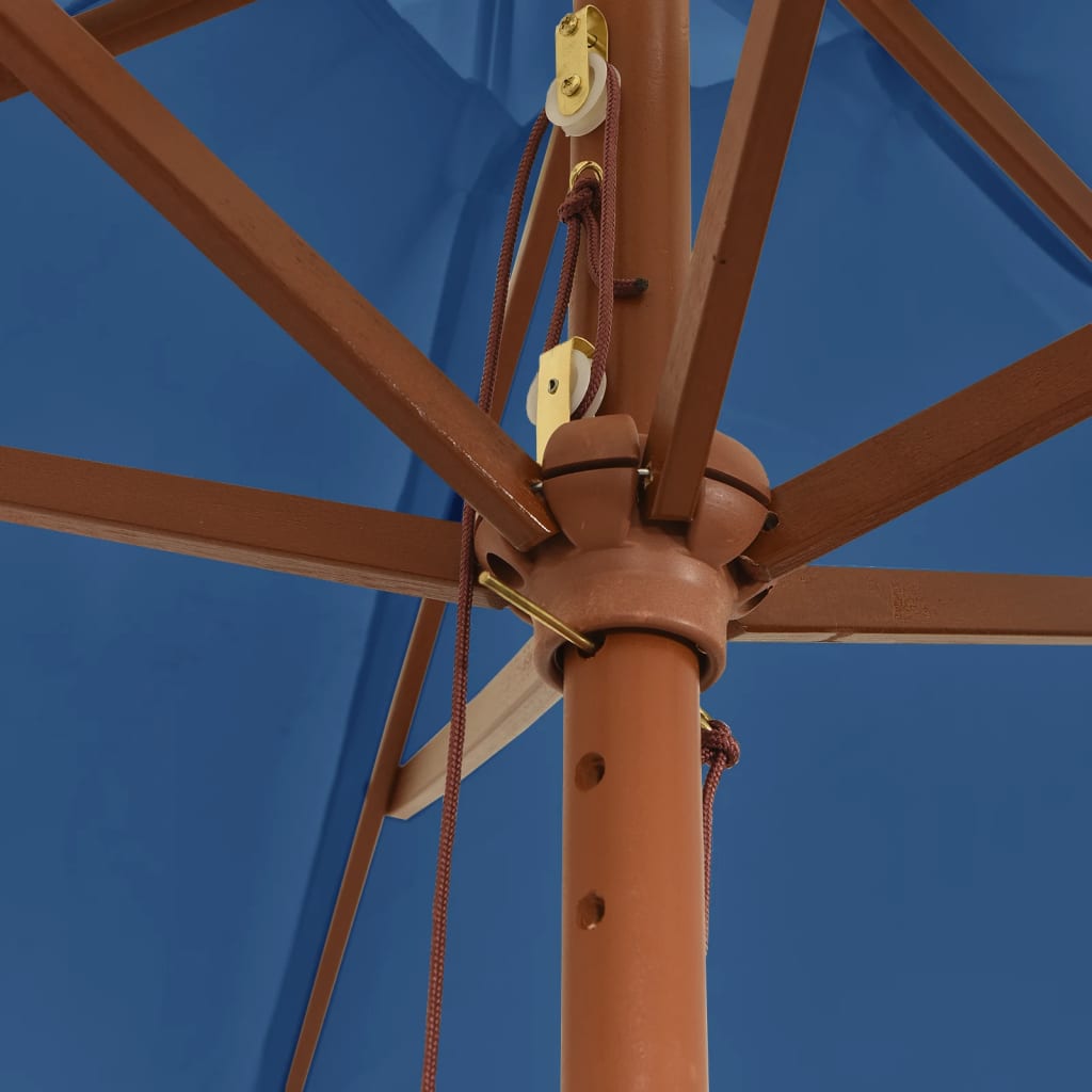 Parasol Met Houten Paal 299X240 Cm Azuur Blauw