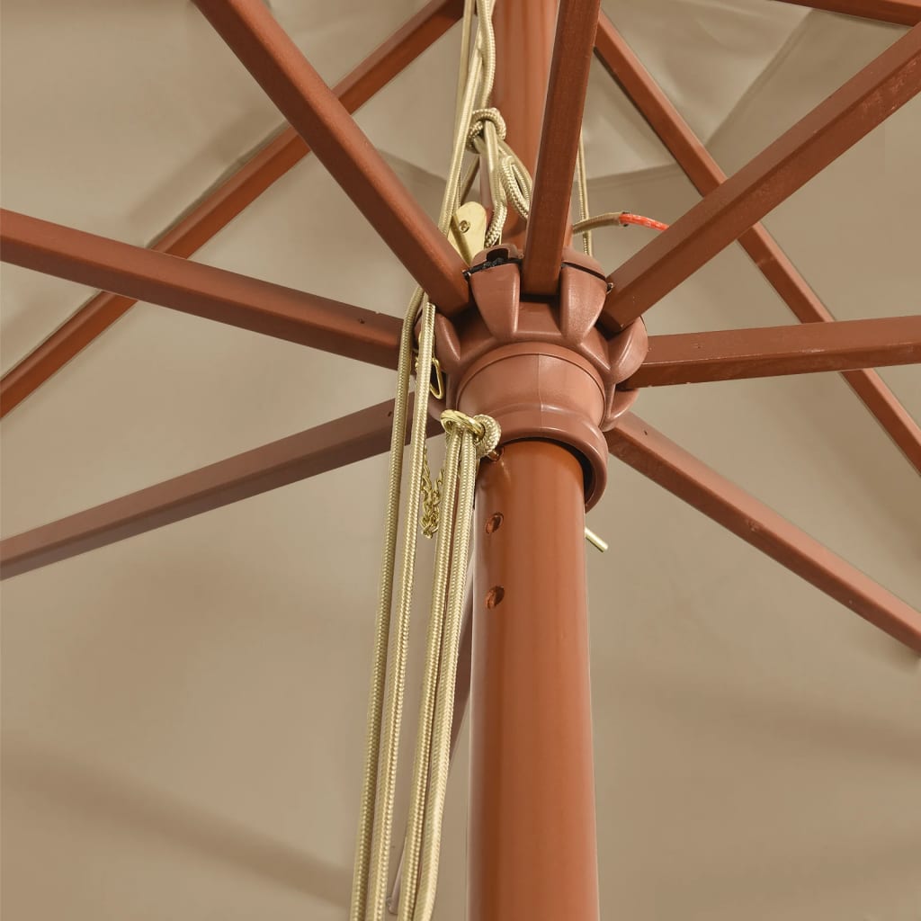 Parasol Met Houten Paal 400X273 Cm Taupe