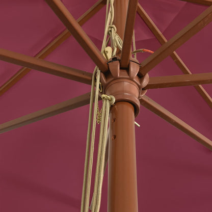 Parasol Met Houten Paal 400X273 Cm Bordeauxrood
