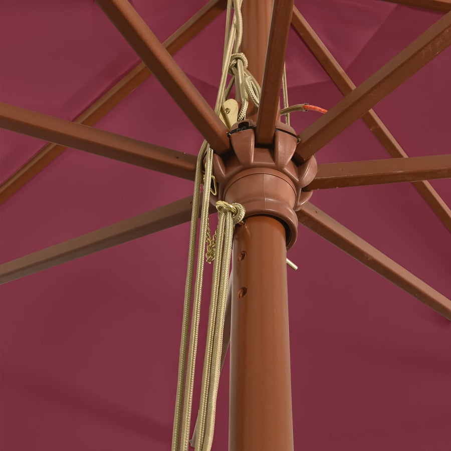 Parasol Met Houten Paal 400X273 Cm Bordeauxrood