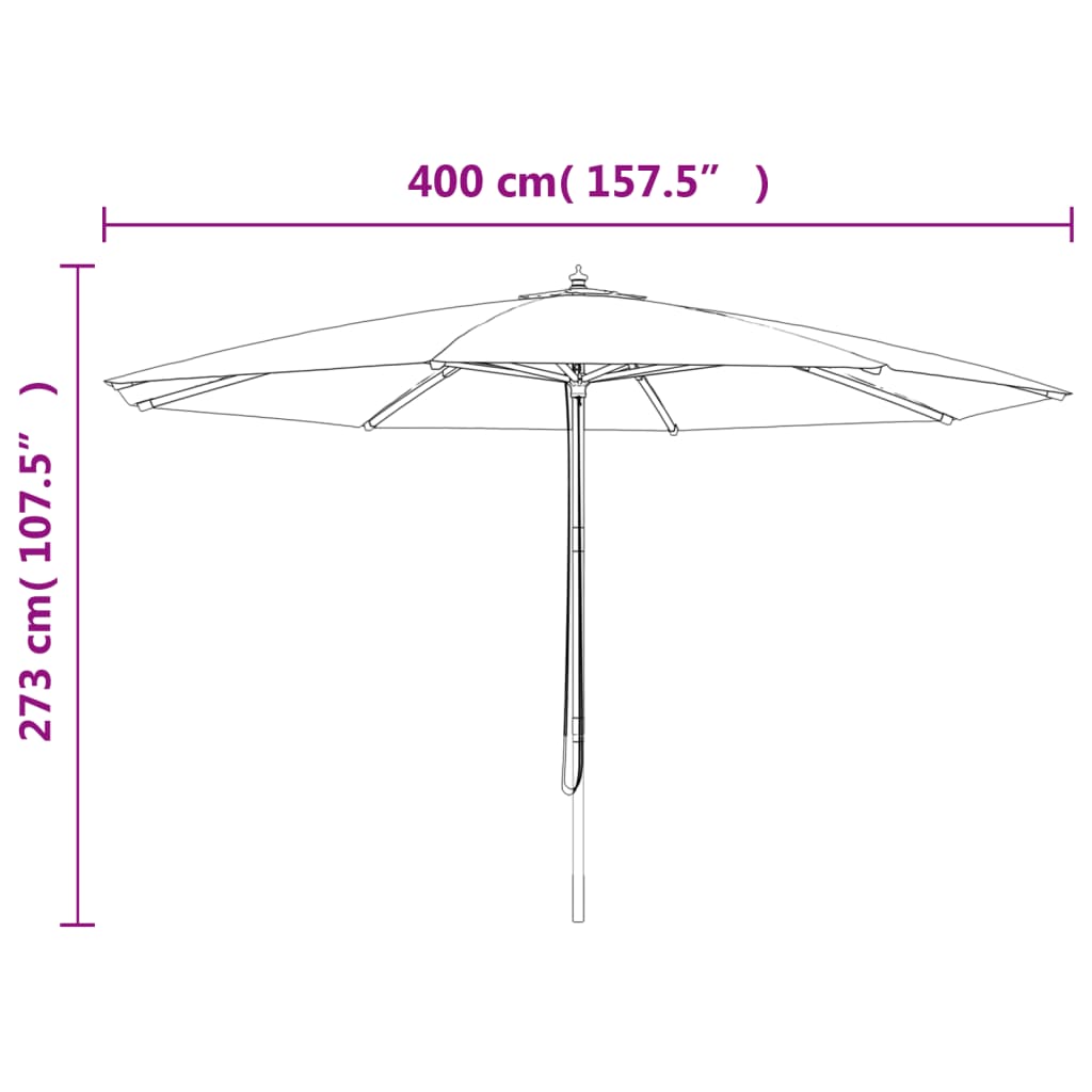 Parasol Met Houten Paal 400X273 Cm Kleurig