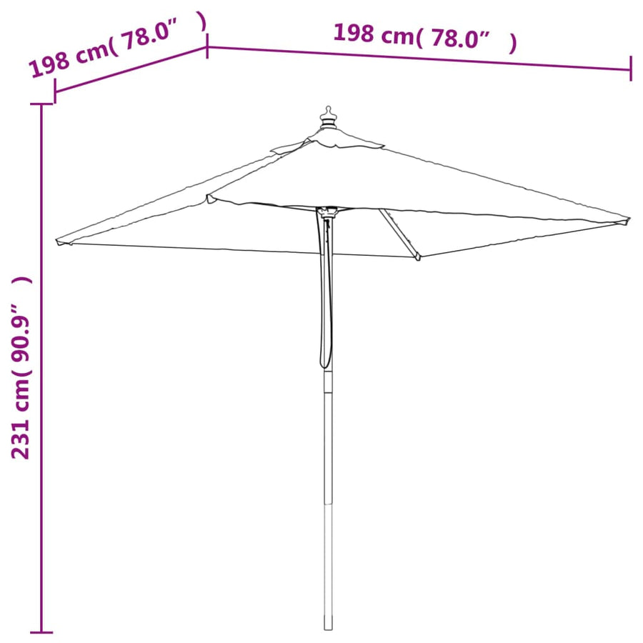 Parasol Met Houten Paal 198X198X231 Cm Kleurig Zand