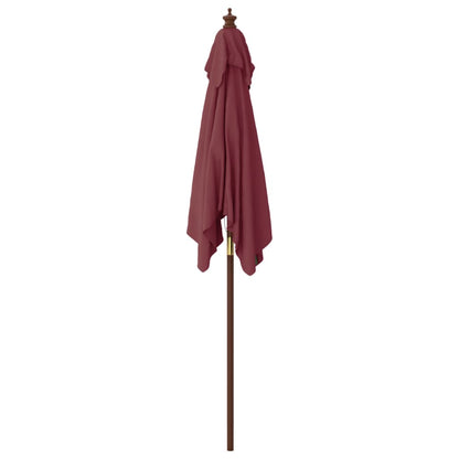 Parasol Met Houten Paal 198X198X231 Cm Bordeaux Rood