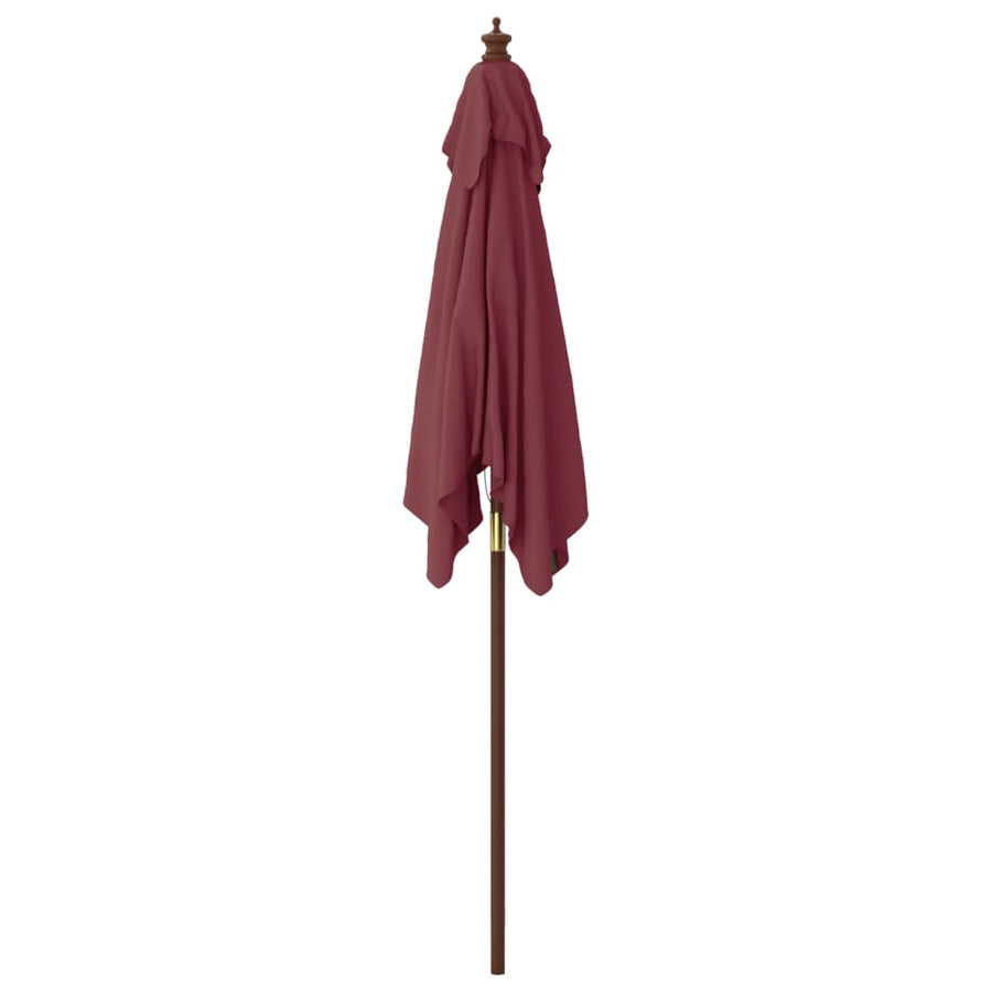 Parasol Met Houten Paal 198X198X231 Cm Bordeaux Rood