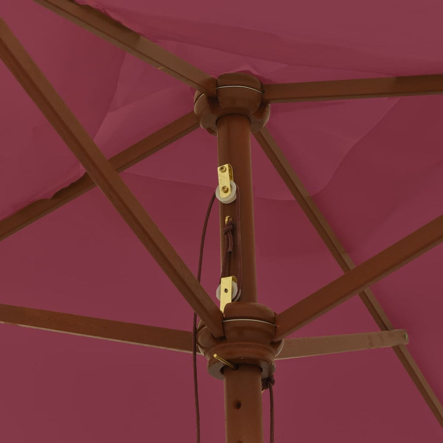Parasol Met Houten Paal 198X198X231 Cm Bordeaux Rood