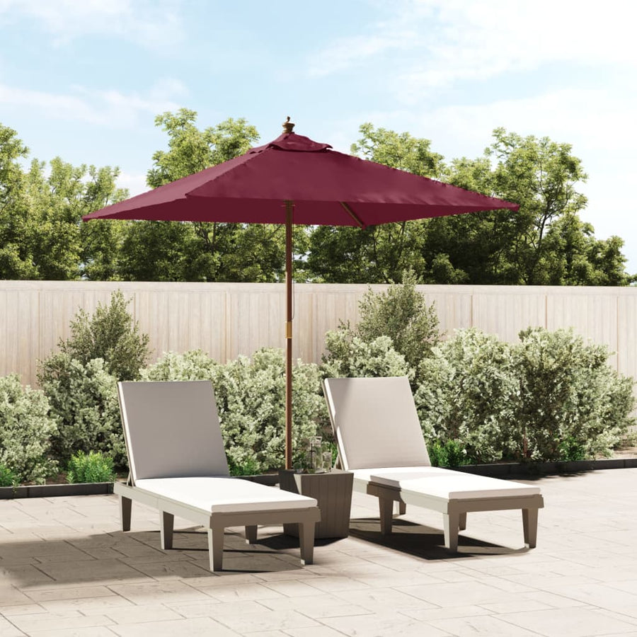 Parasol Met Houten Paal 198X198X231 Cm Bordeaux Rood