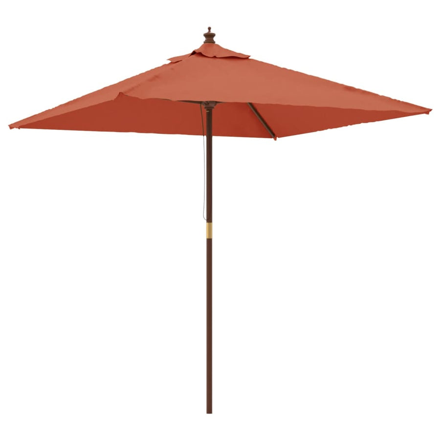 Parasol Met Houten Paal 198X198X231 Cm Terracottakleurig