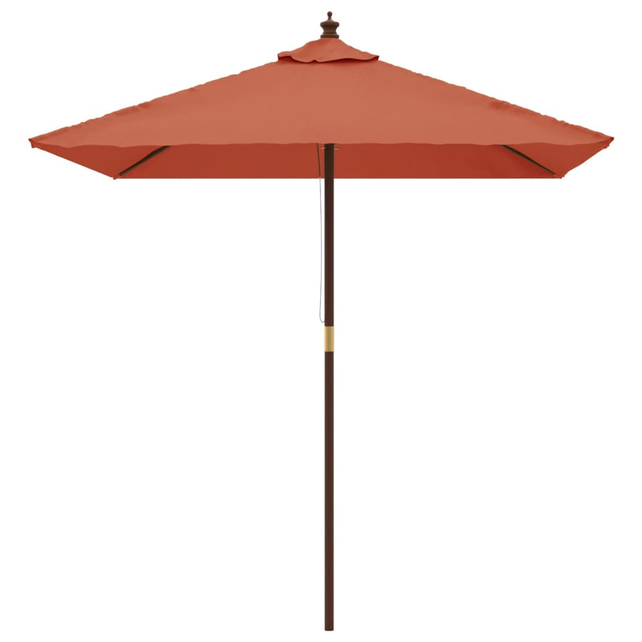 Parasol Met Houten Paal 198X198X231 Cm Terracottakleurig