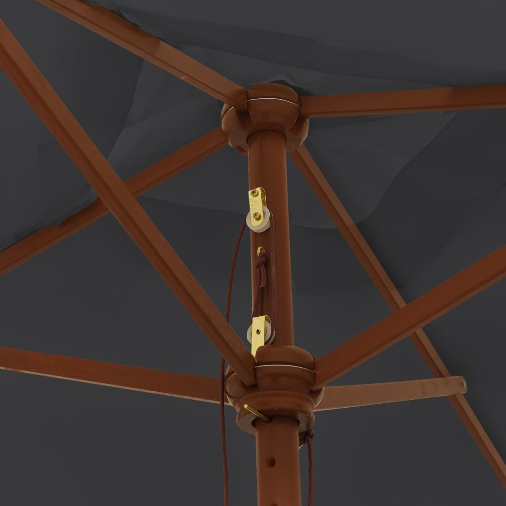 Parasol Met Houten Paal 198X198X231 Cm Zwart