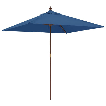 Parasol Met Houten Paal 198X198X231 Cm Azuurblauw