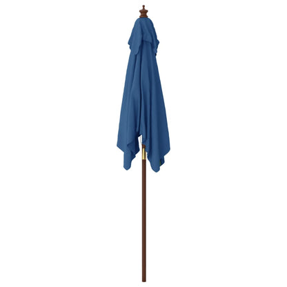 Parasol Met Houten Paal 198X198X231 Cm Azuurblauw