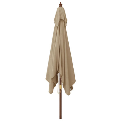 Parasol Met Houten Paal 300X300X273 Cm Taupe
