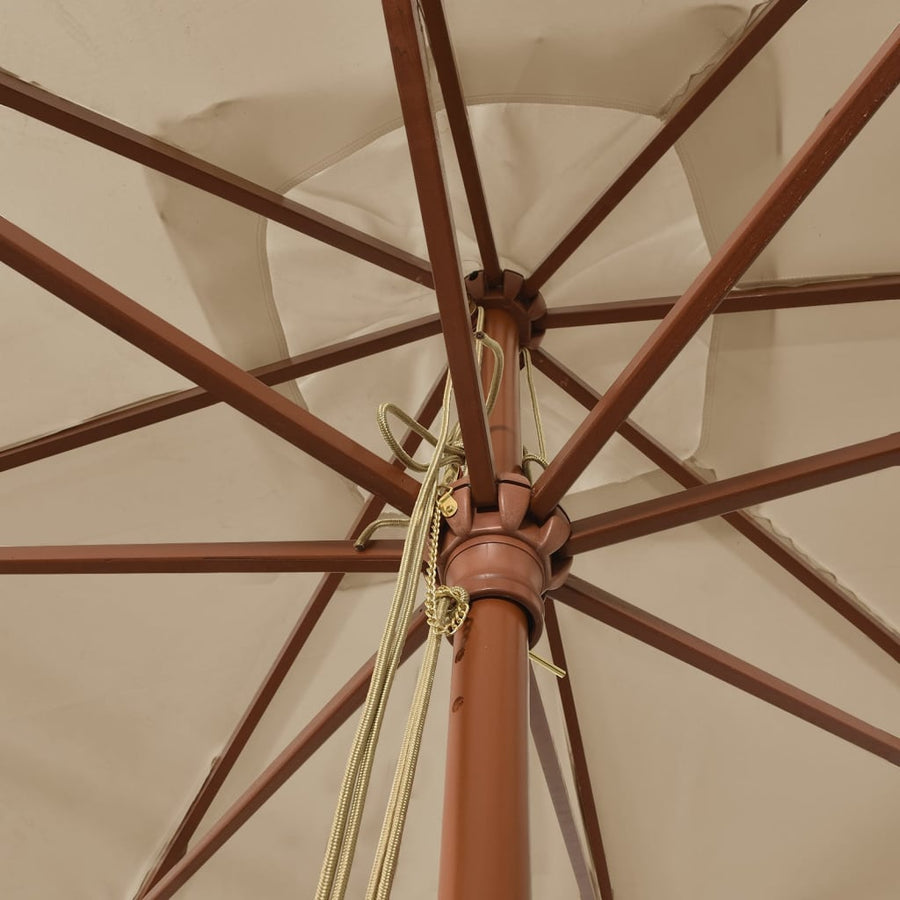 Parasol Met Houten Paal 300X300X273 Cm Taupe
