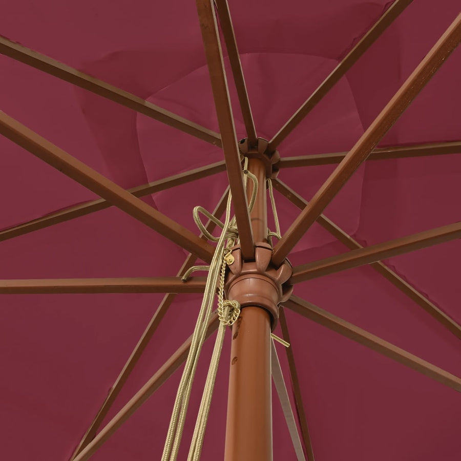 Parasol Met Houten Paal 300X300X273 Cm Bordeauxrood
