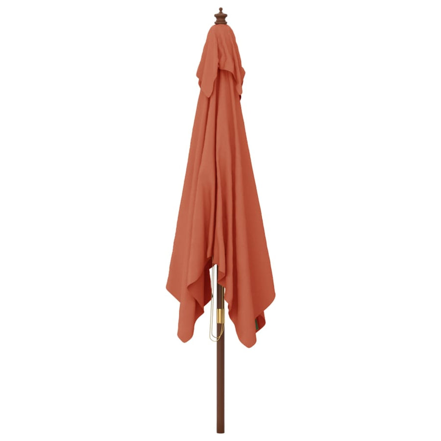 Parasol Met Houten Paal 300X300X273 Cm Terracottakleurig