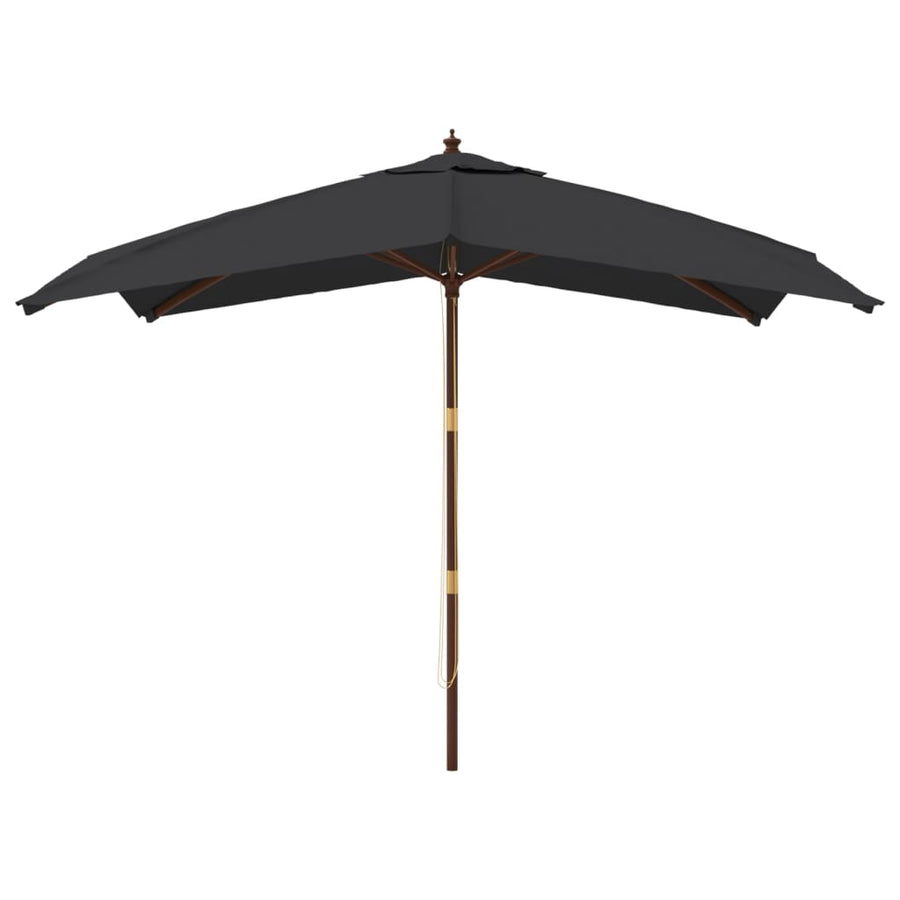 Parasol Met Houten Paal 300X300X273 Cm Zwart