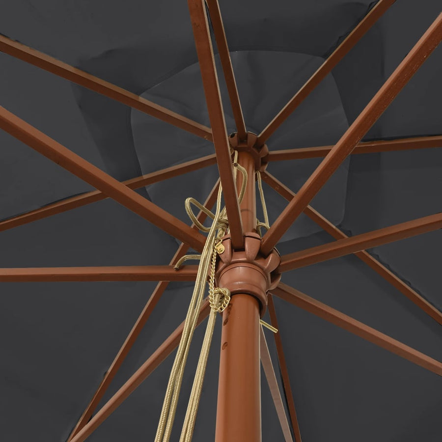 Parasol Met Houten Paal 300X300X273 Cm Zwart