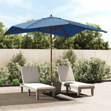 Parasol Met Houten Paal 300X300X273 Cm Azuurblauw