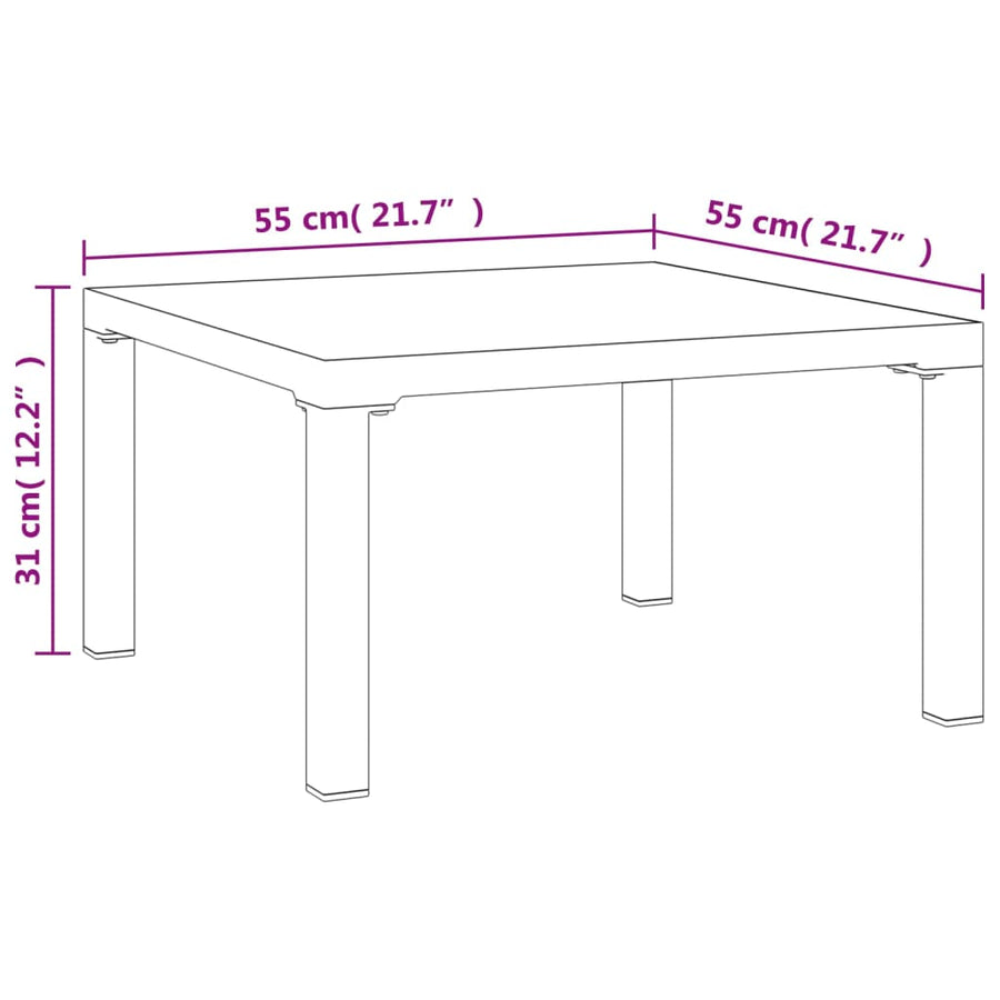 Salon Tuin 55X55X3 Cm Dpc En Staal Grijs Tafel
