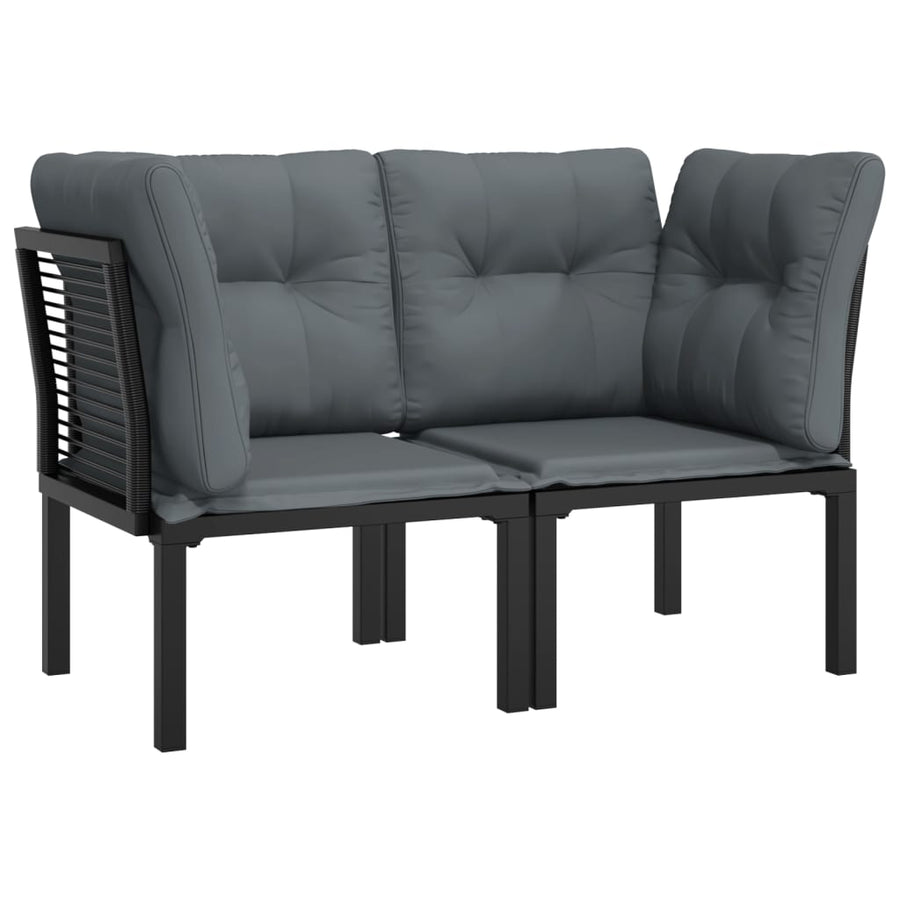 Tuinhoekstoelen 2 St Met Kussens Poly Rattan Zwart En Grijs 2x hoek