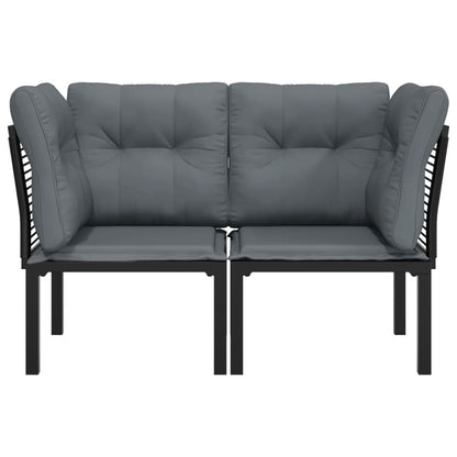 Tuinhoekstoelen 2 St Met Kussens Poly Rattan Zwart En Grijs 2x hoek
