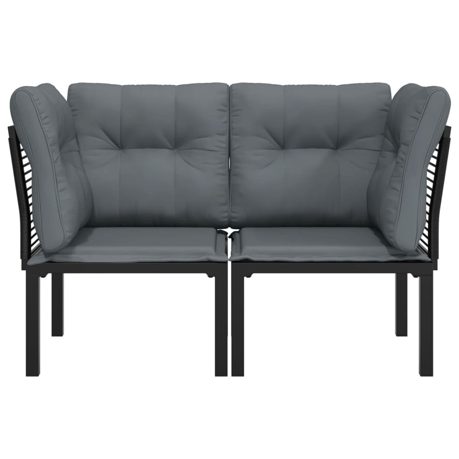 Tuinhoekstoelen 2 St Met Kussens Poly Rattan Zwart En Grijs 2x hoek