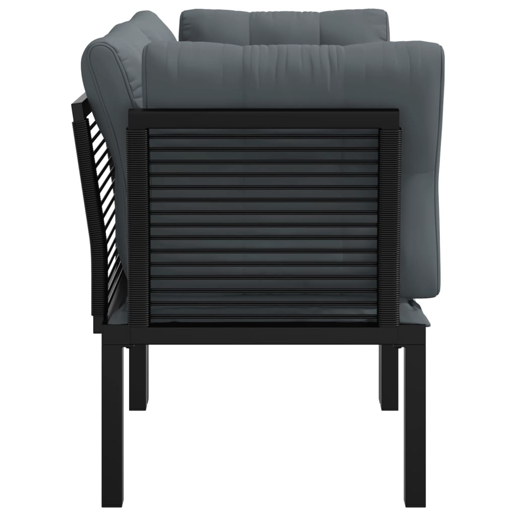 Tuinhoekstoelen 2 St Met Kussens Poly Rattan Zwart En Grijs 2x hoek