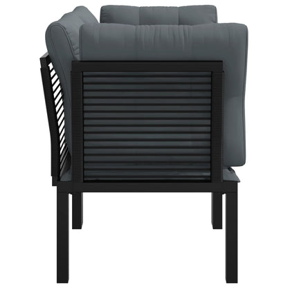 Tuinhoekstoelen 2 St Met Kussens Poly Rattan Zwart En Grijs 2x hoek