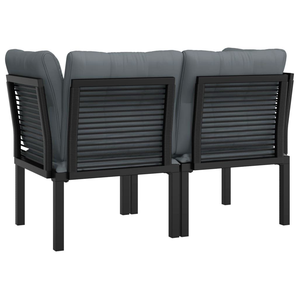 Tuinhoekstoelen 2 St Met Kussens Poly Rattan Zwart En Grijs 2x hoek