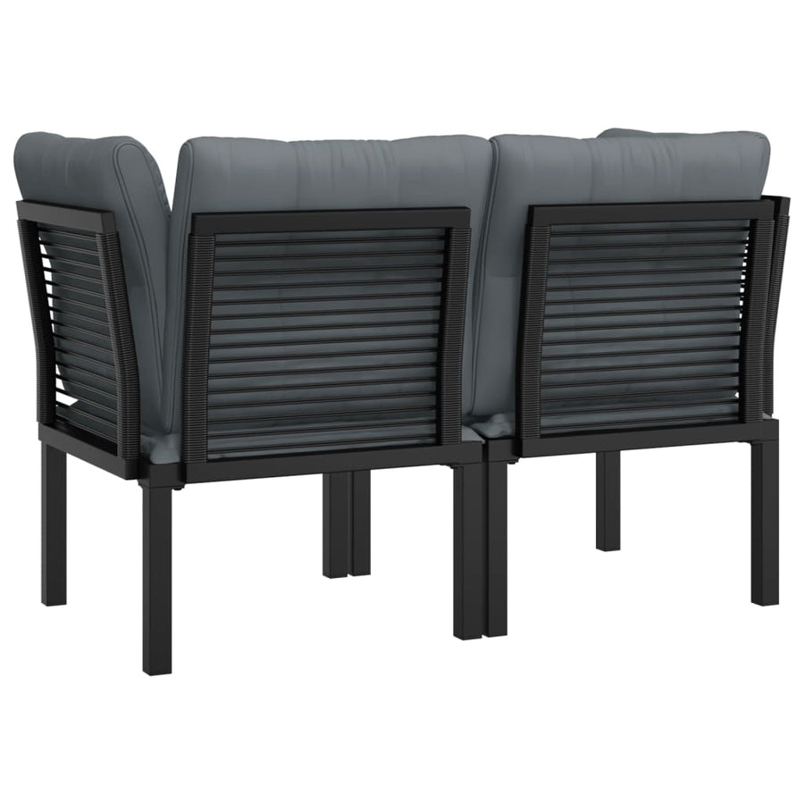 Tuinhoekstoelen 2 St Met Kussens Poly Rattan Zwart En Grijs 2x hoek
