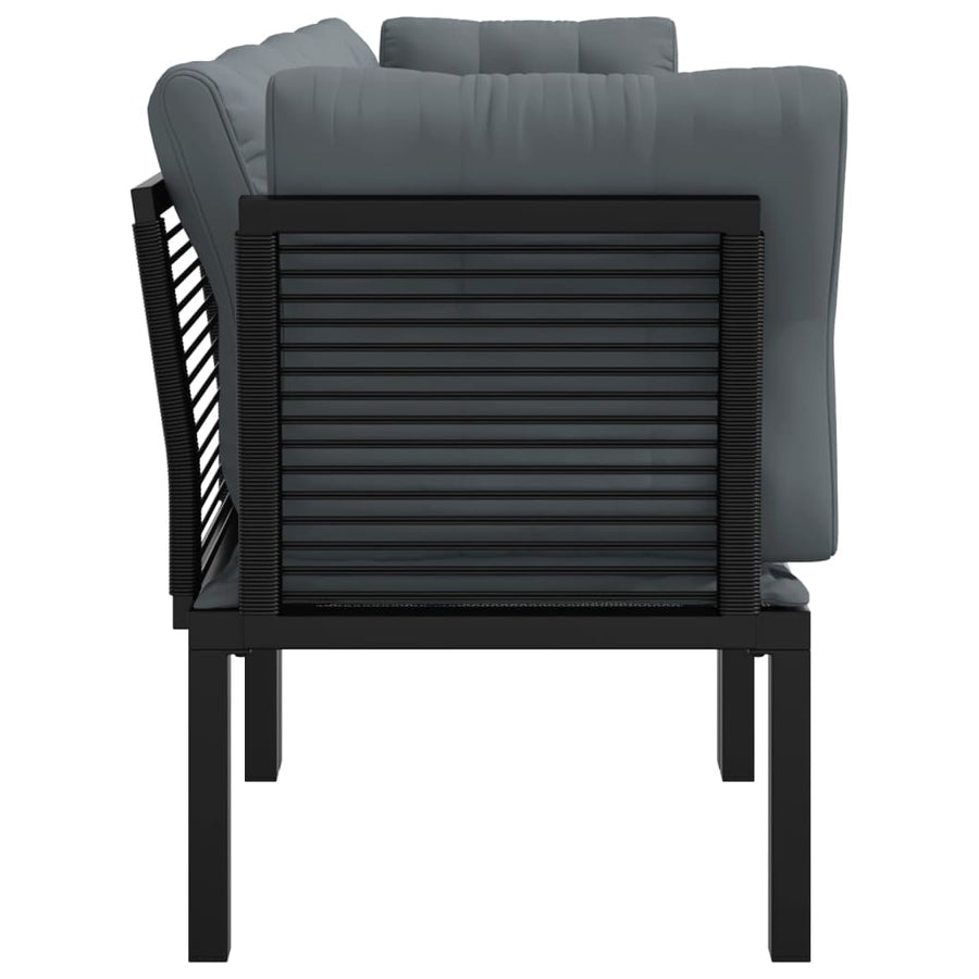 4-Delige Loungeset Poly Rattan Zwart En Grijs 2x hoek + 2x midden