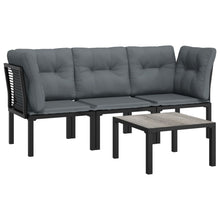 4-Delige Loungeset Poly Rattan Zwart En Grijs 2x hoek + midden + Tafel