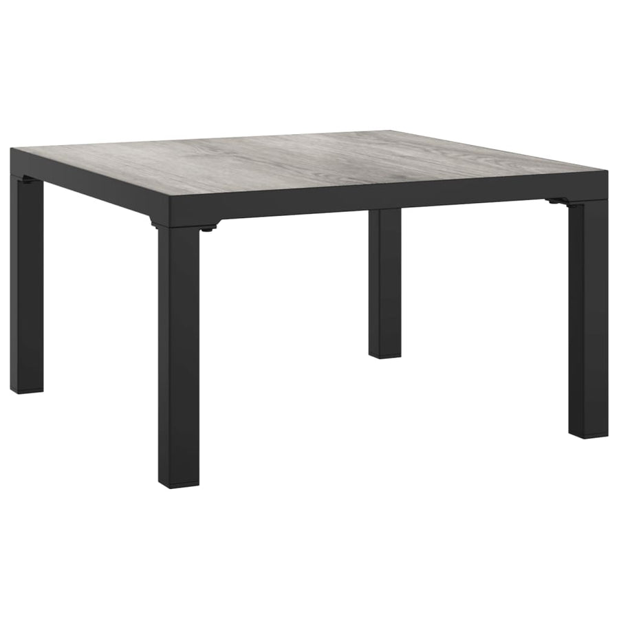 4-Delige Loungeset Poly Rattan Zwart En Grijs hoek + midden + voetensteun + Tafel
