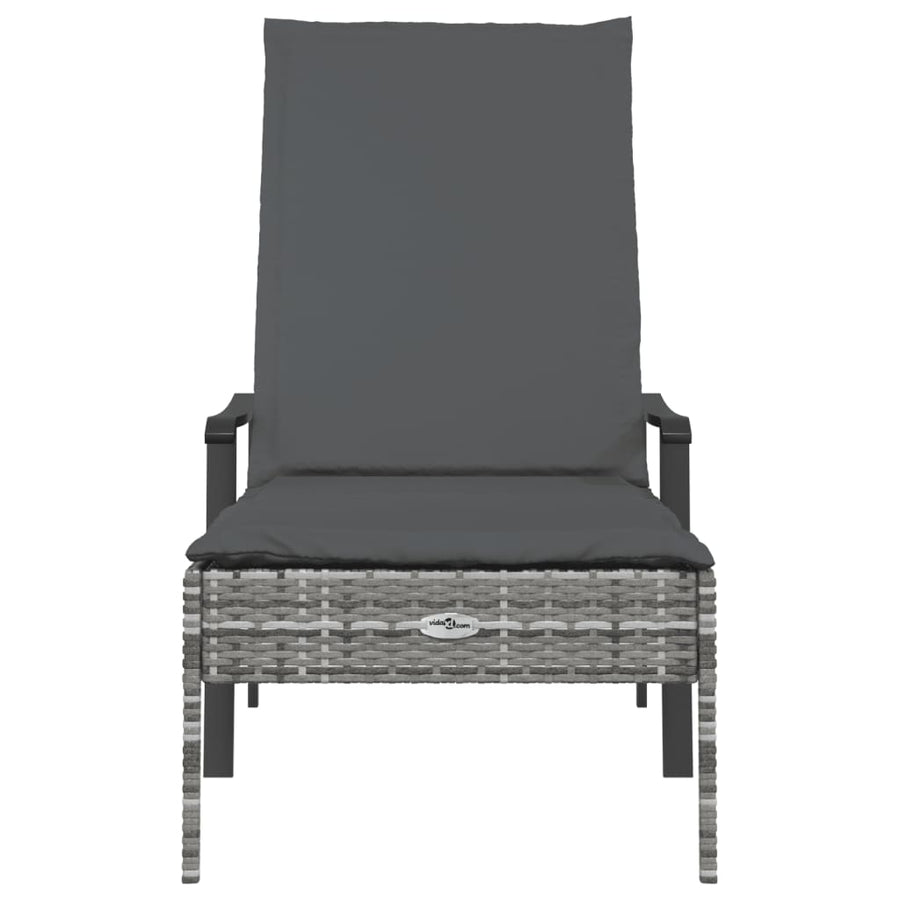Met Kussen Poly Rattan Grijs Ligbed