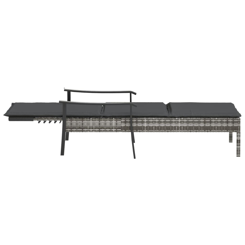 Met Kussen Poly Rattan Grijs Ligbed