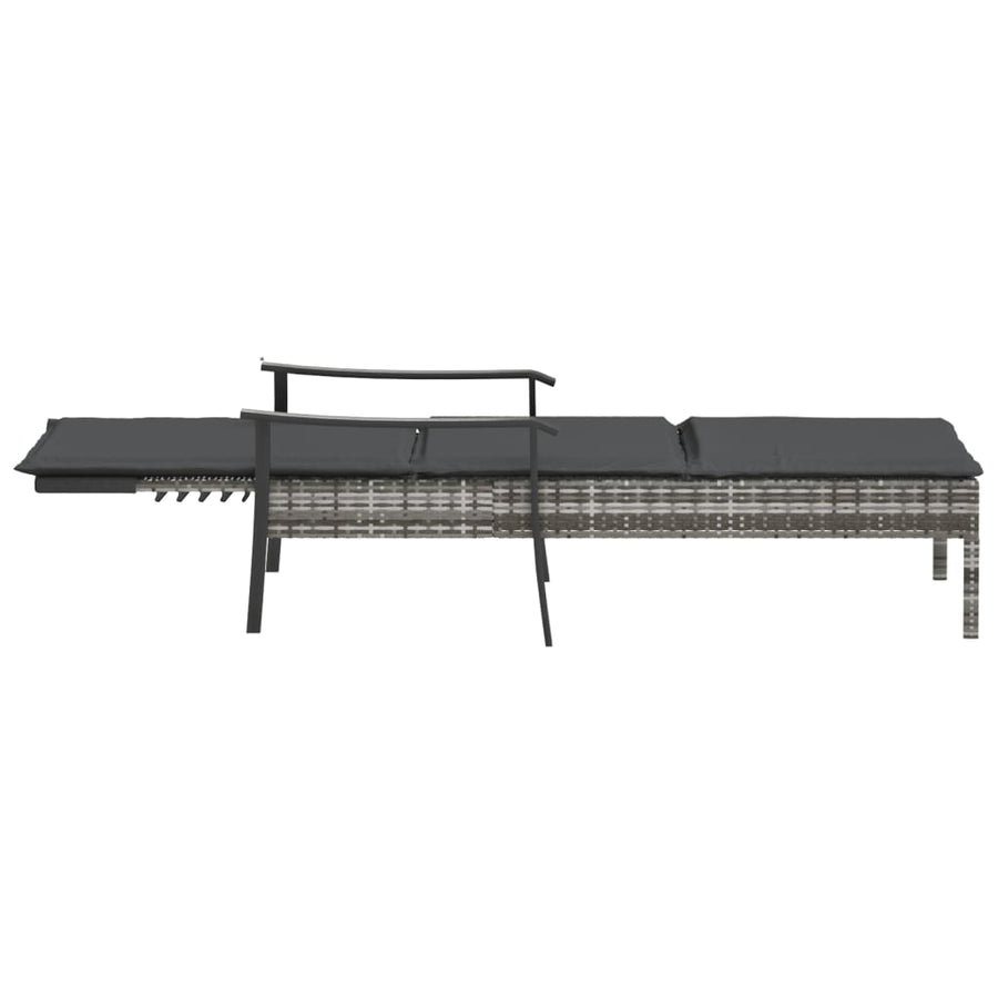 Met Kussen Poly Rattan Grijs Ligbed