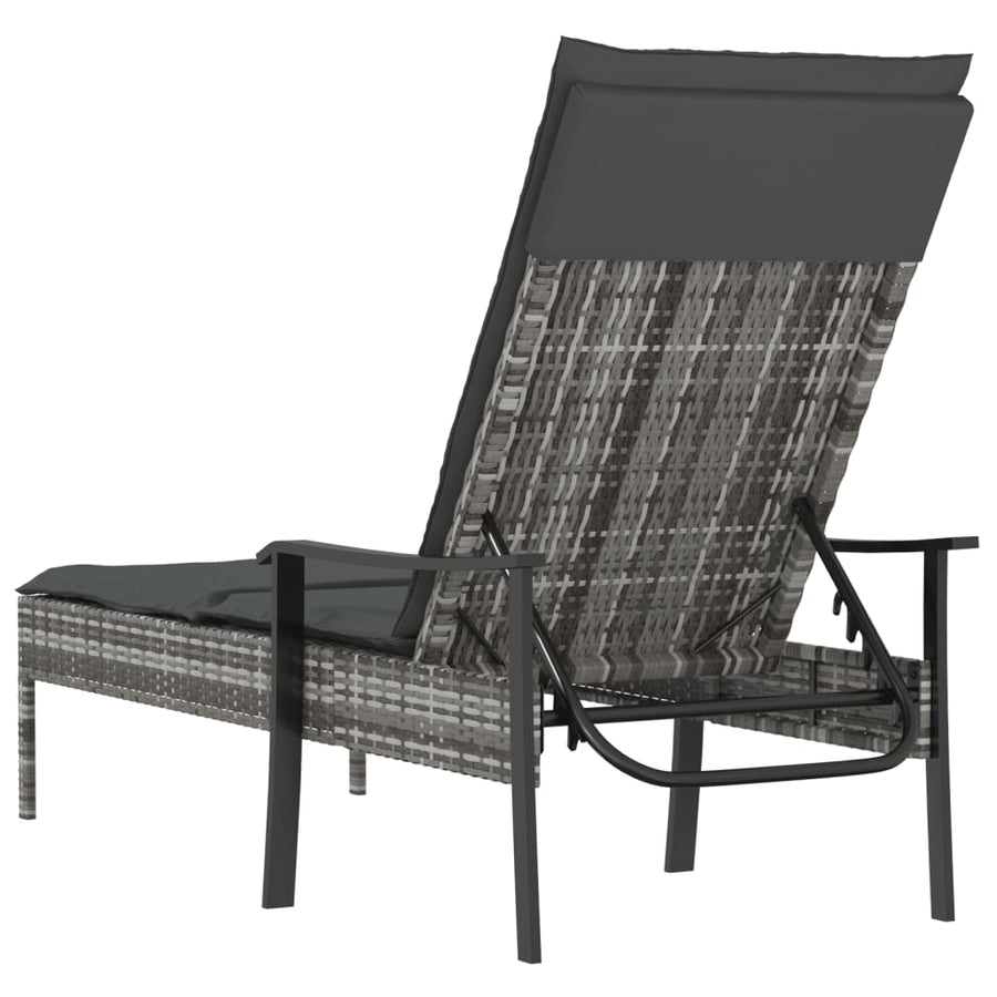 Met Kussen Poly Rattan Grijs Ligbed