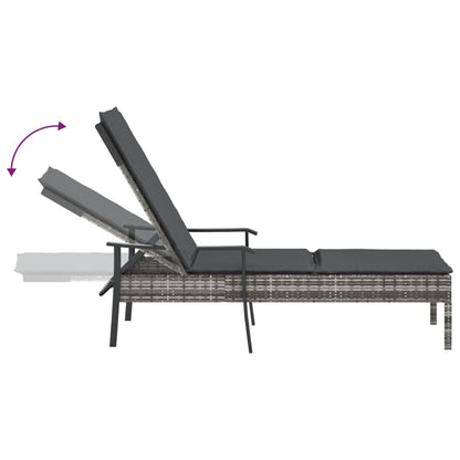 Met Kussen Poly Rattan Grijs Ligbed