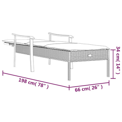 Met Kussen Poly Rattan Grijs Ligbed