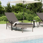 Ligbed poly rattan grijs met kussen