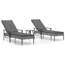 Ligbedden 2 St Met Tafel En Kussens Poly Rattan Grijs 2x Ligbed + Tafel
