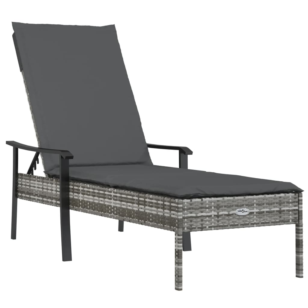 Ligbedden 2 St Met Tafel En Kussens Poly Rattan Grijs 2x Ligbed + Tafel